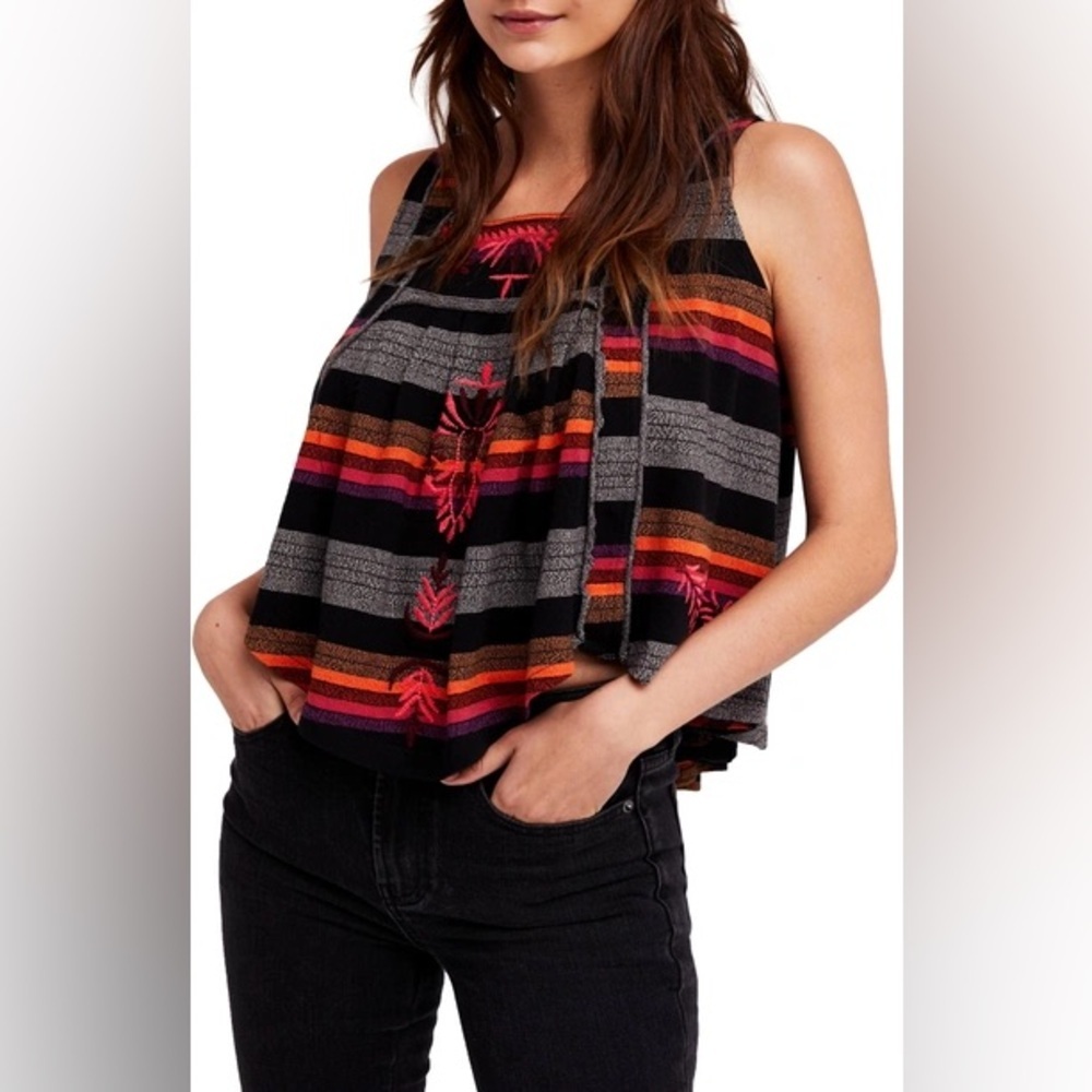 Free People Embroidered Swing Tank